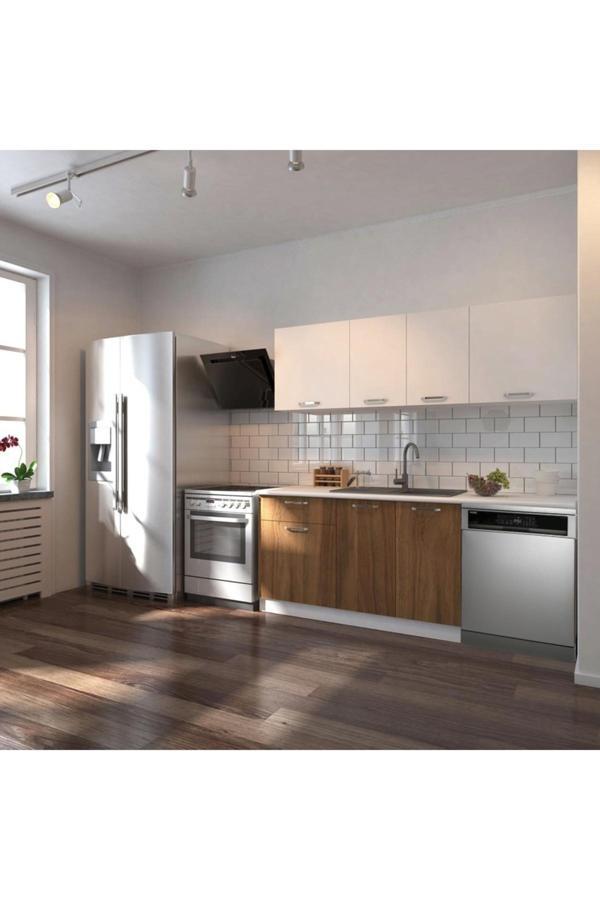 Patos Hazır Mutfak Dolabı 200 Cm -Beyaz Laminat Tezgah Dahil-Bulaşık Makinesi Yeri Mevcut - Image 1