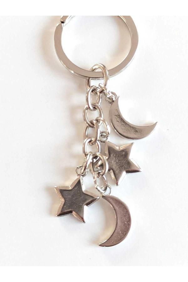 Ay ve Yıldızlardan Oluşan Metal Anahtarlık - Image 1