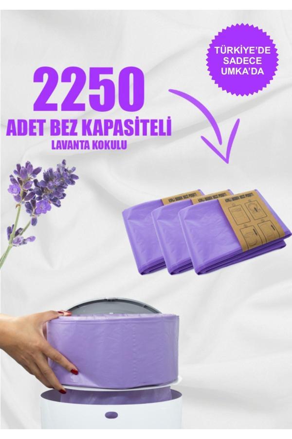 Korbell 16Lt Çöp Kutuları Ile Uyumlu 2250 Bebek Bezi Kapasiteli Lavanta Kokulu 3 Paket Yerli - Image 1