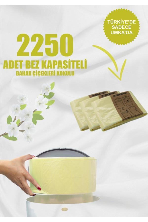 Korbell 16Lt Uyumlu 3 Paket - 2250 Adet Bez Kapasiteli Bahar Çiçekleri Kokulu Yerli Çöp Poşeti - Image 1