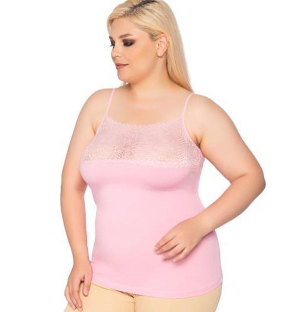 6 Adet Gümüş Bayan Önü Geniş Dantelli İp Askılı Atlet 4064 - Image 1