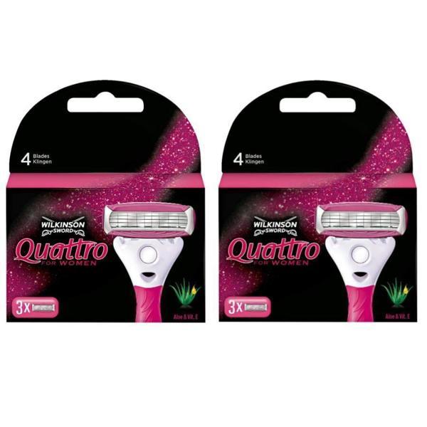 Wilkinson Sword Quattro Kadın Tıraş  Bıçağı Yedek Başlık | 2 Paket - 6 Adet  - Image 1