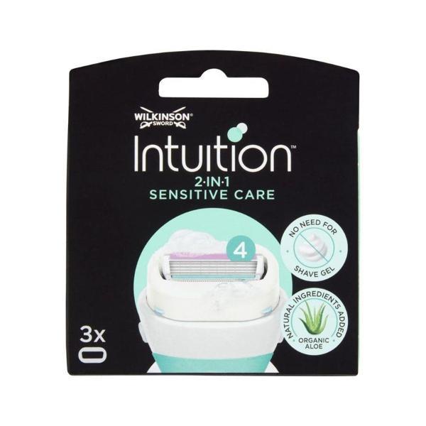 Wilkinson Sword Intuition 2 in 1 Sensitive Care Kendinden Sabunlu 4 Bıçaklı Kadın Tıraş Bıçağı 3 Yedek Kartuş - Image 1