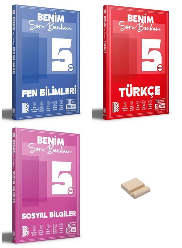 5. Sınıf Benim Soru Bankam Fen Bilimleri Türkçe ve Sosyal Bilgiler 3lü Set + Telefon Standı - Benim Hocam Yayınları - Image 1