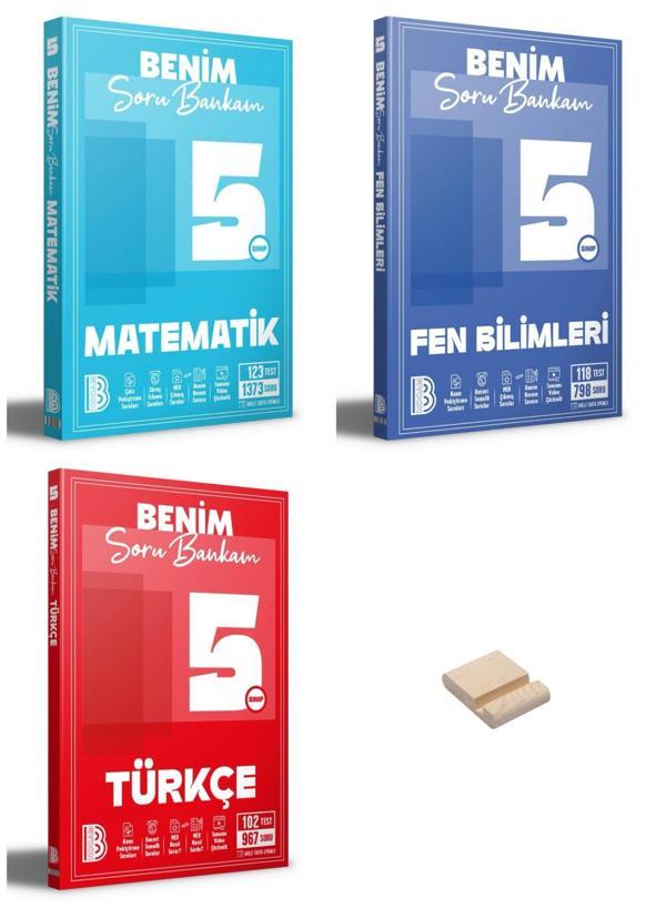 5. Sınıf Benim Soru Bankam Matematik Fen Bilimleri ve Türkçe 3lü Set + Telefon Standı - Benim Hocam Yayınları - Image 1