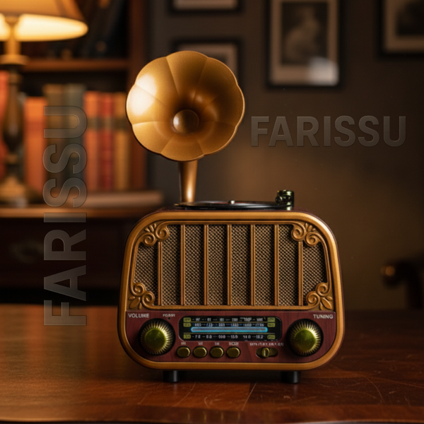Retro Gramofon Görünümlü Bluetooth'lu FM/AM/SW 3 Bant Radyo ve Müzik Çalar (Everton RT-738) - Image 1