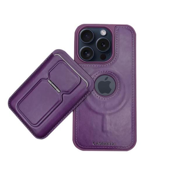 DESİNGSHOP Magnetic Luxury Case + Mıknatıslı Cüzdan Apple iPhone 14 Pro Max Mor - Image 1