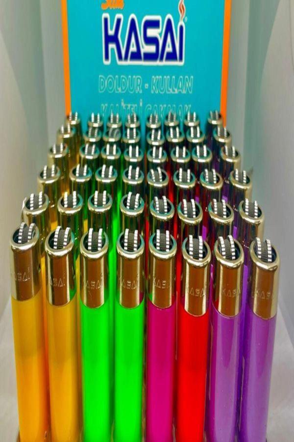 KASAİSlim Renkli Taşlı Çakmak 48’li Paket Silindir Model - Image 1