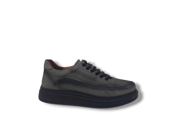 Modesa 265 Erkek Gri Crazy Deri Lastik Bağcıklı Poli Taban ( Hafif ) Ayakkabı - Image 1