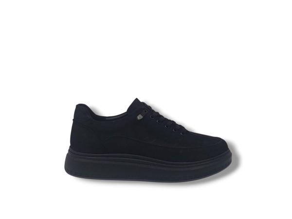 Modesa 265 Erkek Siyah Crazy Deri Lastik Bağcıklı Poli Taban ( Hafif ) Ayakkabı - Image 1