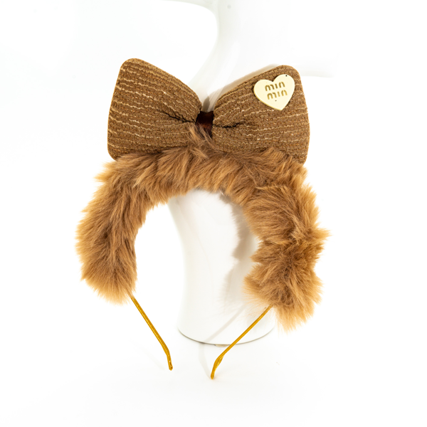 Biem Peluş Fiyonklu Taç Açık Kahve - Image 1