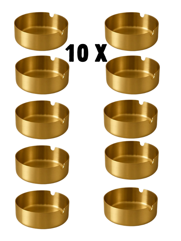 Mucit Home Küllük Gold Paslanmaz Çelik 10 Lu Kül Tablası Küllük Seti - Image 1