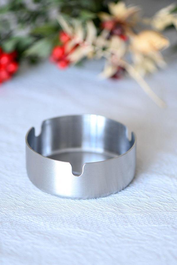 Mucit Home Gümüş Renk Yuvarlak Çelik Küllük   - Image 1