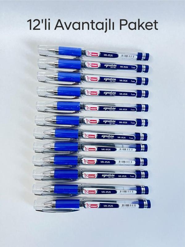 MİKRO MK-8526 GEL PEN İMZA KALEMİ MAVİ 0.1 MM UÇ 12'li Paket - Image 1