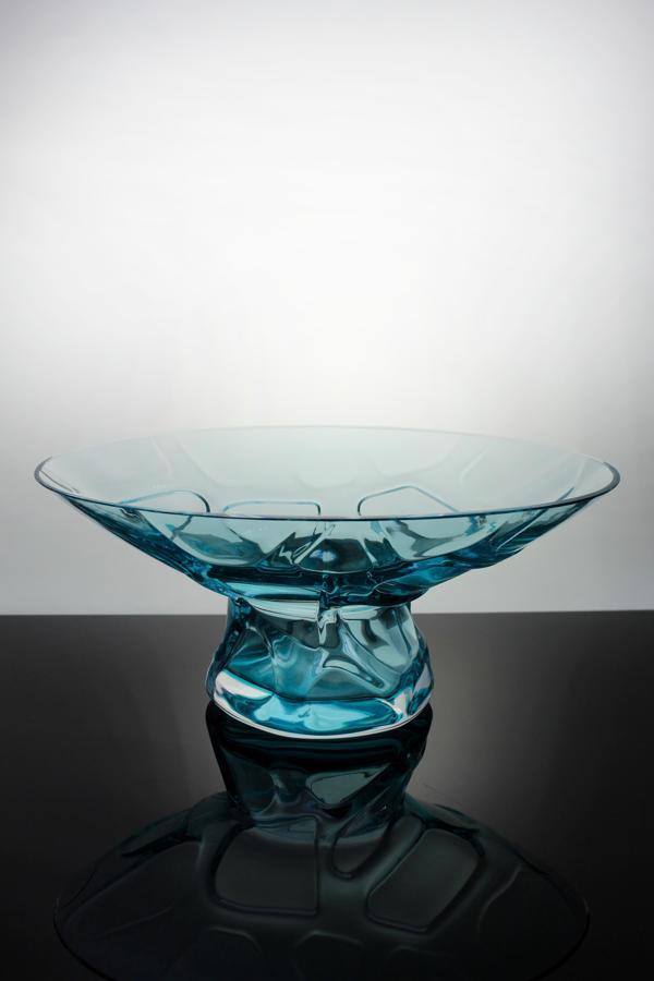 Paşabahçe Denizlicam El İmalatı Kristal Turkuaz Oval Desenli Kase 1027819 23563 - Image 1