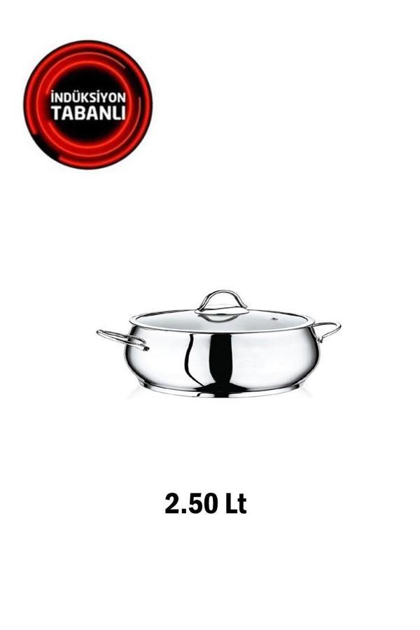 Safinox Bella Çelik 18x10 cm 2.50 Lt Basık İndiksiyon Çelik Tencere - Image 1