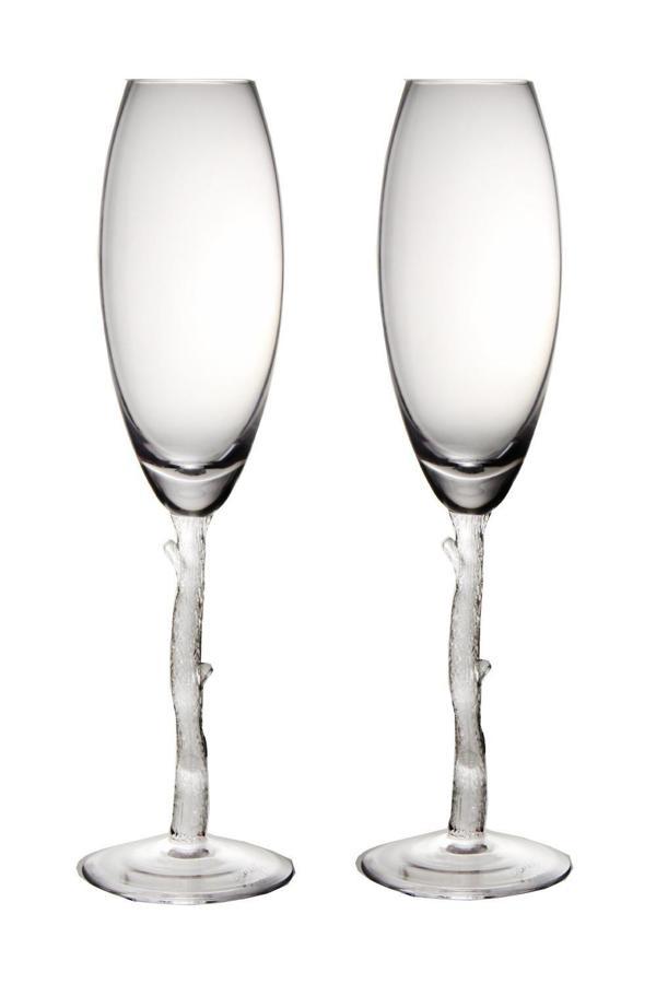 Paşabahçe Denizli Cam El İmalatı Kristal Dal Figürlü Şampanya Kadeh 2 Li 1027948 31579 200 cc - Image 1