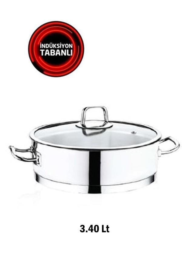 Safinox Çelik Vision 3.40 Litre 24x8 Cm İndiksiyon Karnıyarık Çelik Tencere - Image 1
