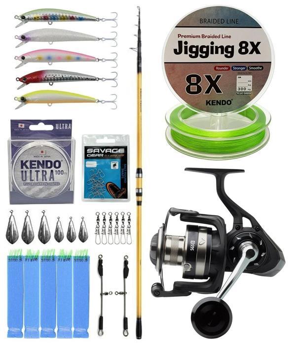 YekOutdoor Yüksek Performans Shimano Kamış Beastmaster FX Surf Tele 4,25m 200g 6pc&Savage Gear SGS8 8000 FD 8+1BB Olta M - Image 1