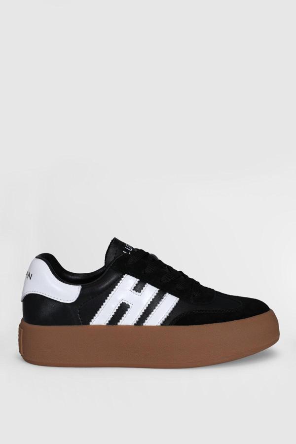 Siyah Hakiki Deri Bağcıklı Unisex Sneaker Mira G - Image 1