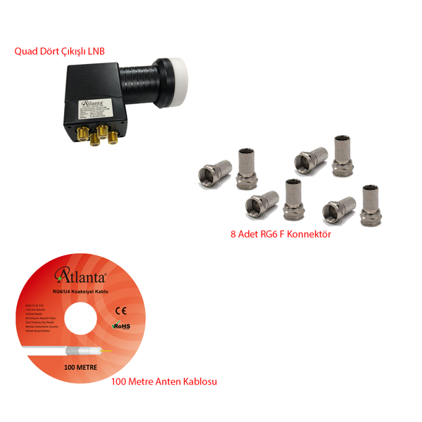 Dörtlü LNB Hazır Set (LNB + Kablo + Konnektör) - Image 1