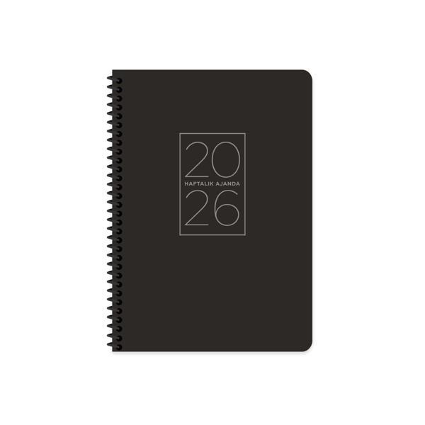 Keskin 2026-17*24 Spiralli Haftalık  Ajanda - Siyah - Image 1
