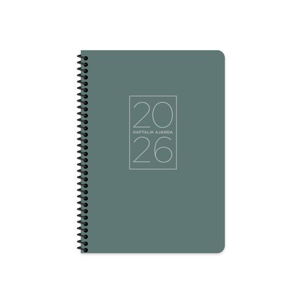 Keskin 2026-17*24 Spiralli Haftalık  Ajanda - Yeşil - Image 1