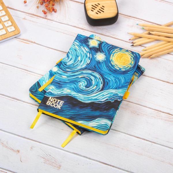 13,5x20 cm Van Gogh Sert Kapak Noktalı Tarihsiz Dikişli Not Okul Defteri - Image 1