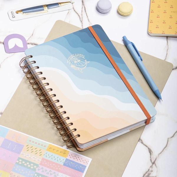 2025-2026 A5 Akademik Ajanda Spiralli Kuşe Kapak 16 Aylık - Okyanus Esintisi - Image 1