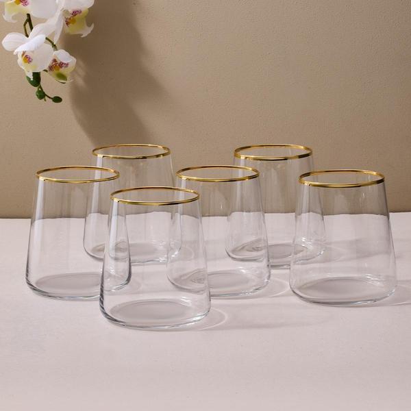 Sandro Moreno Dolce Vita 6'lı Su Bardağı Gold 380 cc - Image 1