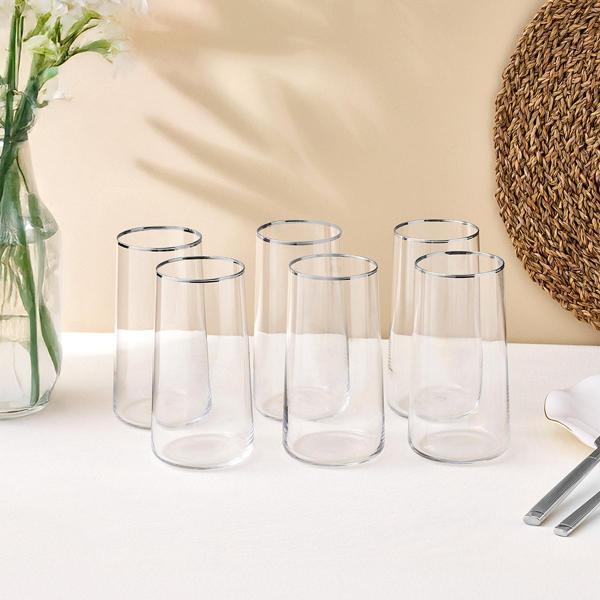 Sandro Moreno Dolce Vita 6'lı Meşrubat Bardağı Platin 540 cc - Image 1