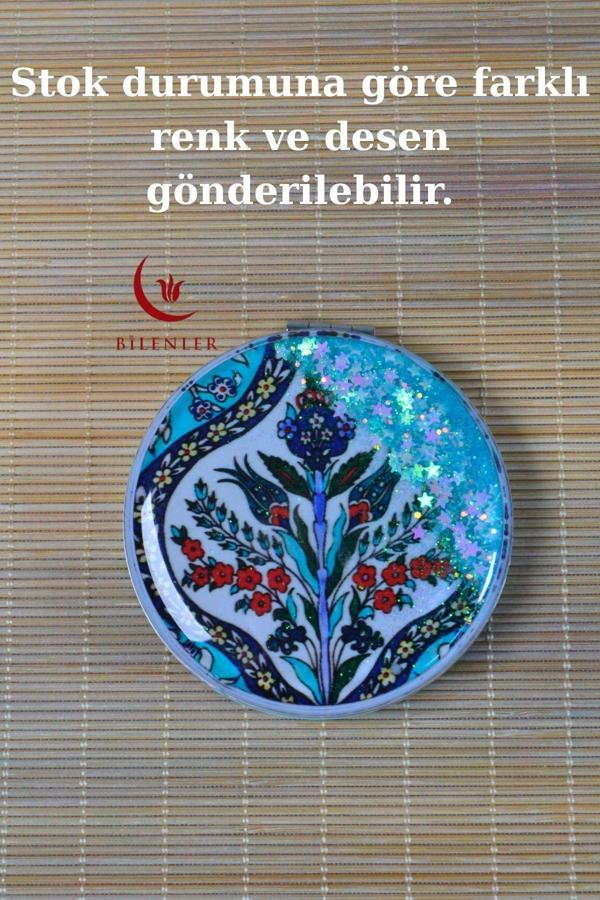 Cep Çanta Aynası,Makyaj Aynası Etnik Desenli Dikdörtgen 6,5x8,5cm - Image 1