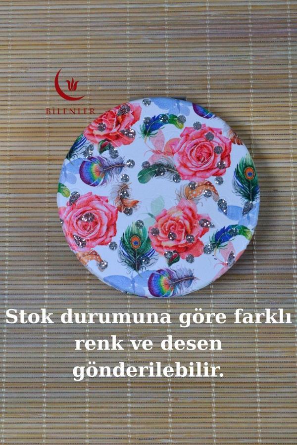 Cep Çanta Aynası,Makyaj Aynası Etnik Desenli Dikdörtgen 6,5x8,5cm - Image 1