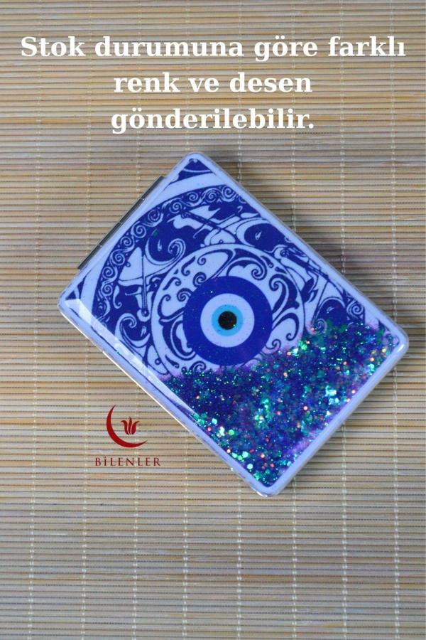 Cep Çanta Aynası,Makyaj Aynası Etnik Desenli Yuvarlak 7x7cm - Image 1