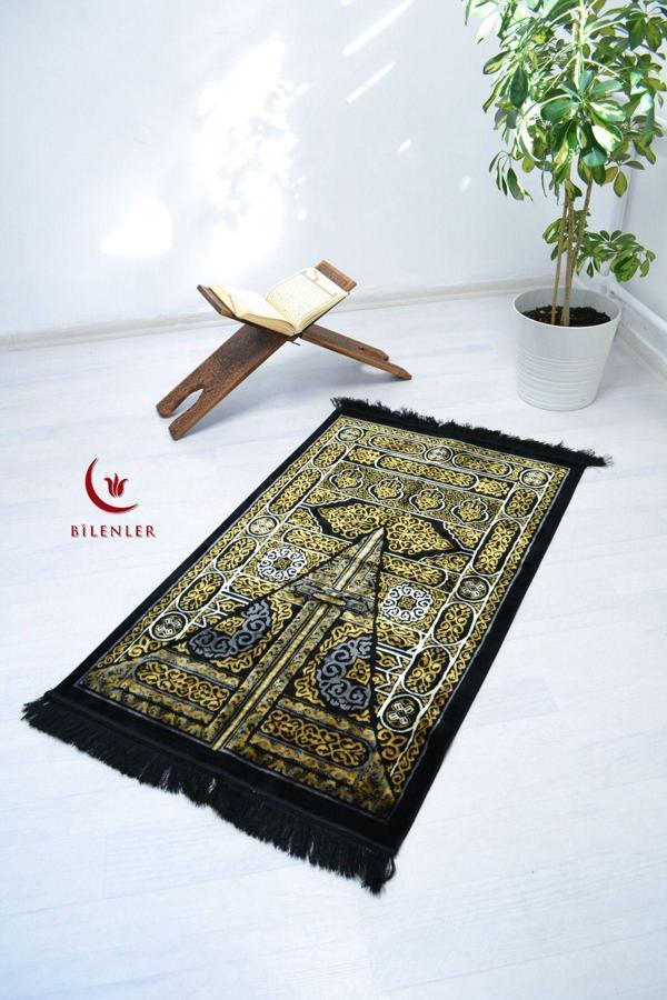 Kabe Kapısı Desenli Lüks Kadife Dokuma Seccade - Image 1