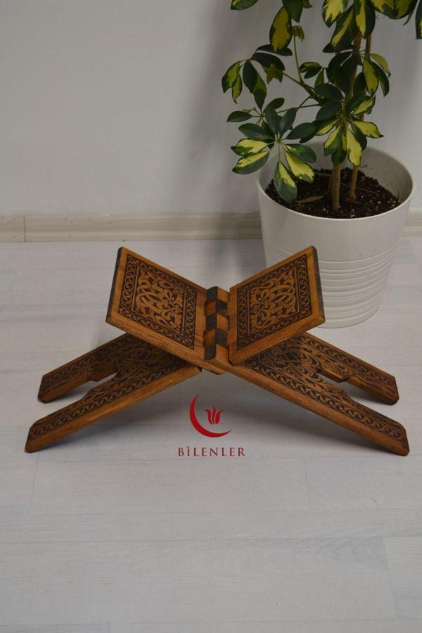 Kur an-ı Kerim Rahlesi Selçuklu Büyük Boy (18X65cm) Yakma İşçilikli - Image 1