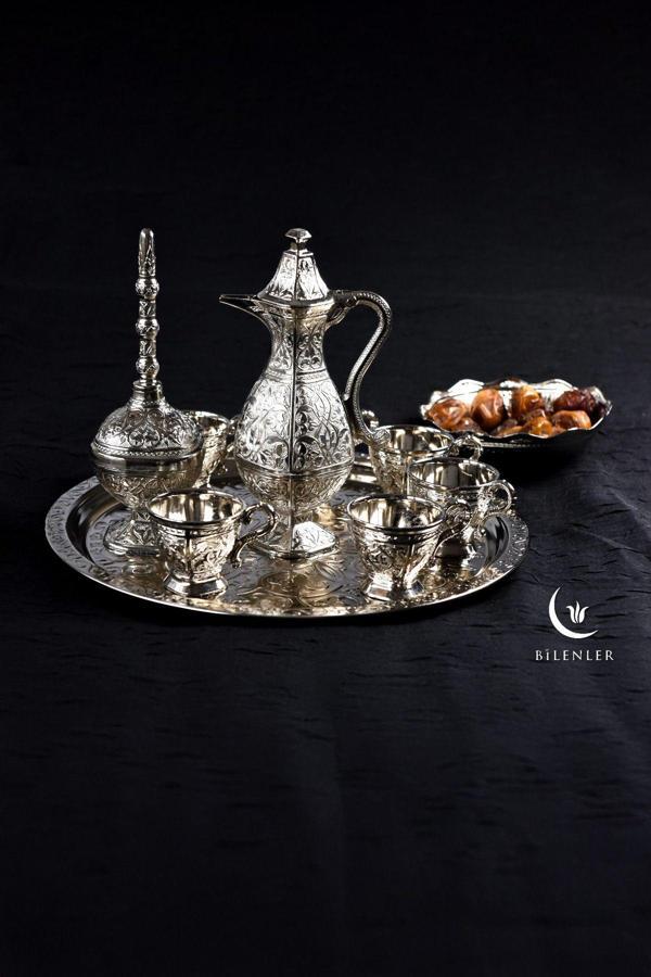 Osmanlı Motifli Gümüş Zemzem Takımı 10 Parça Şık İkram Seti - Image 1