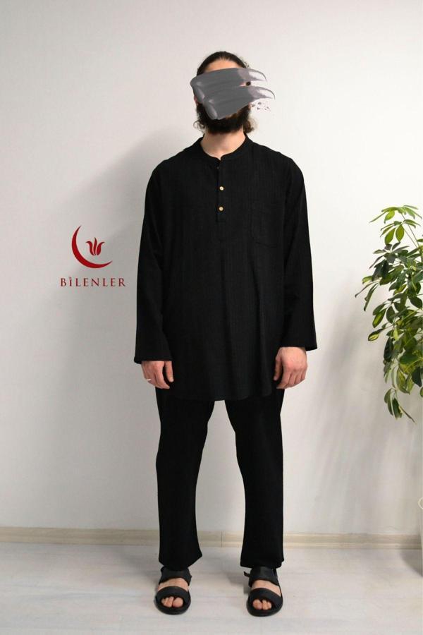 Afgan Model Pamuklu Keten Erkek Takım Rahat Kalıp - Image 1