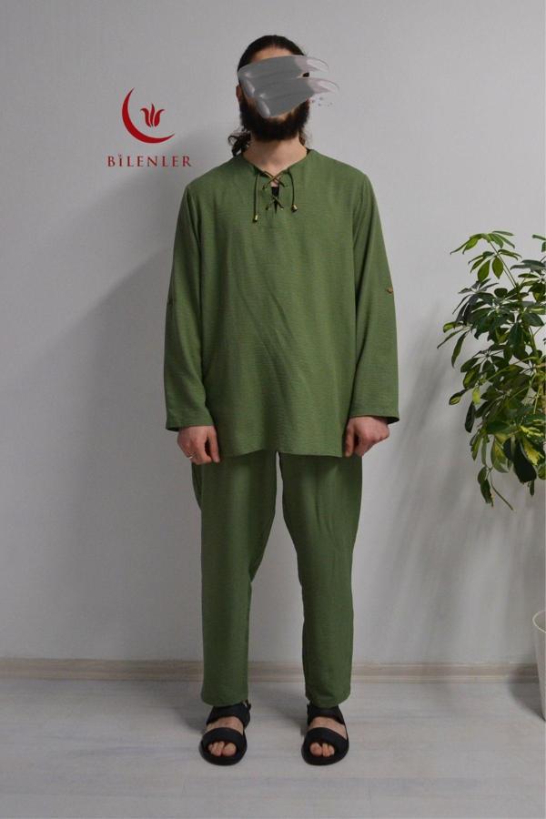 Hac ve Umre İçin Erkek Takım - Lastikli Pantolon & Dik Yaka Gömlek - Image 1