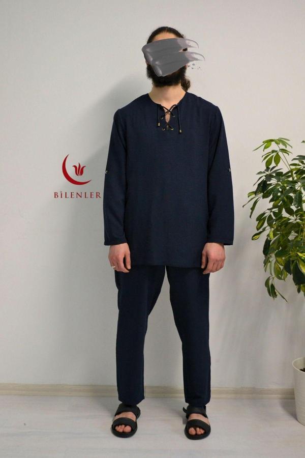 Hac ve Umre İçin Erkek Takım - Lastikli Pantolon & Dik Yaka Gömlek - Image 1