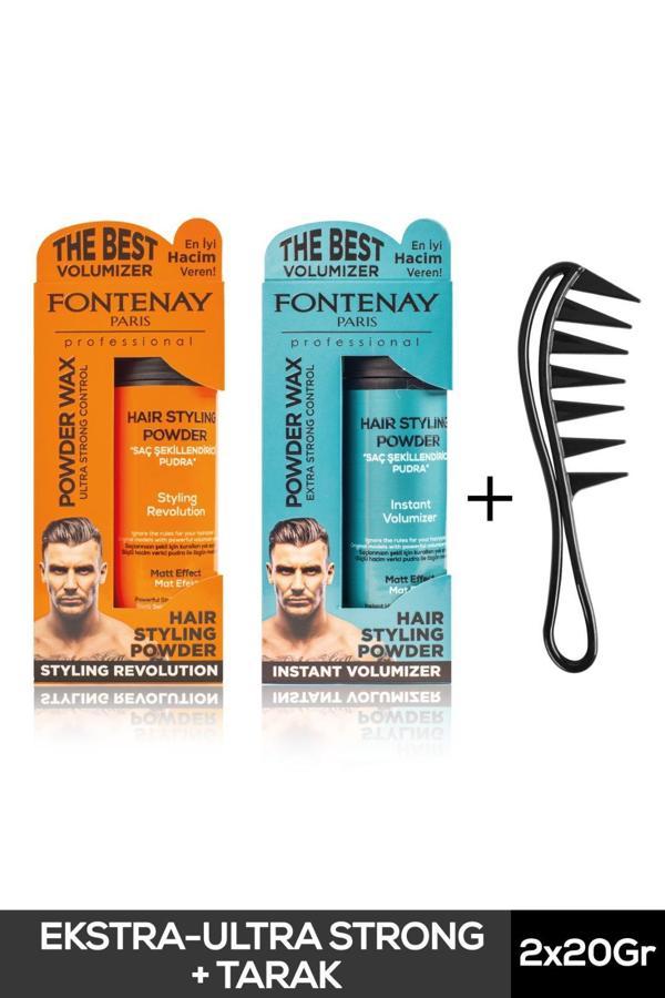 FONTENAY SAÇ ŞEKİLLENDİRİCİ PUDRA TOZ WAX MAT EFFECT VE ULTRA STRONG 20GR + ŞEKİL TARAĞI 3'LÜ SET - Image 1