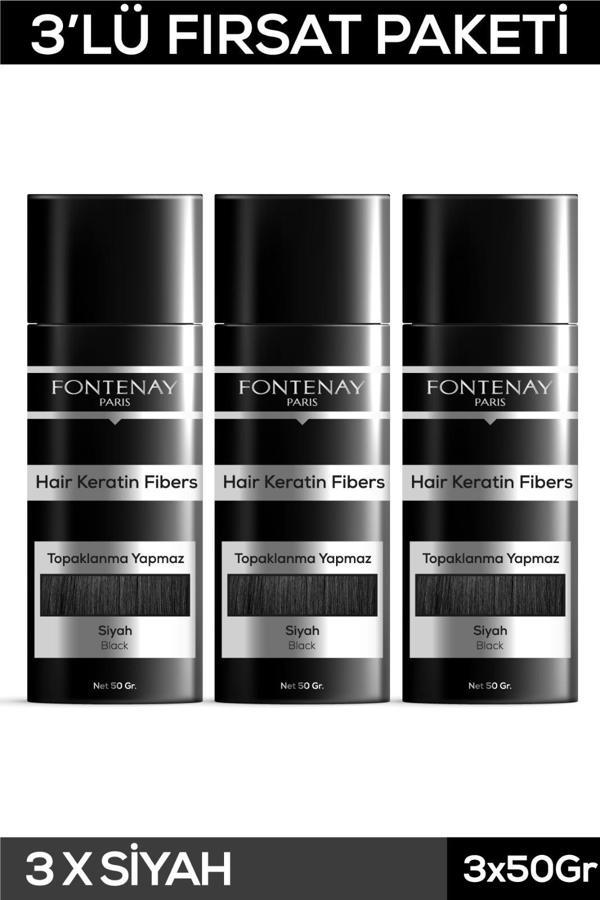 Fontenay Saç Dolgunlaştırıcı Keratin Fibers Siyah Topik Saç Tozu 50gr X3 - Image 1