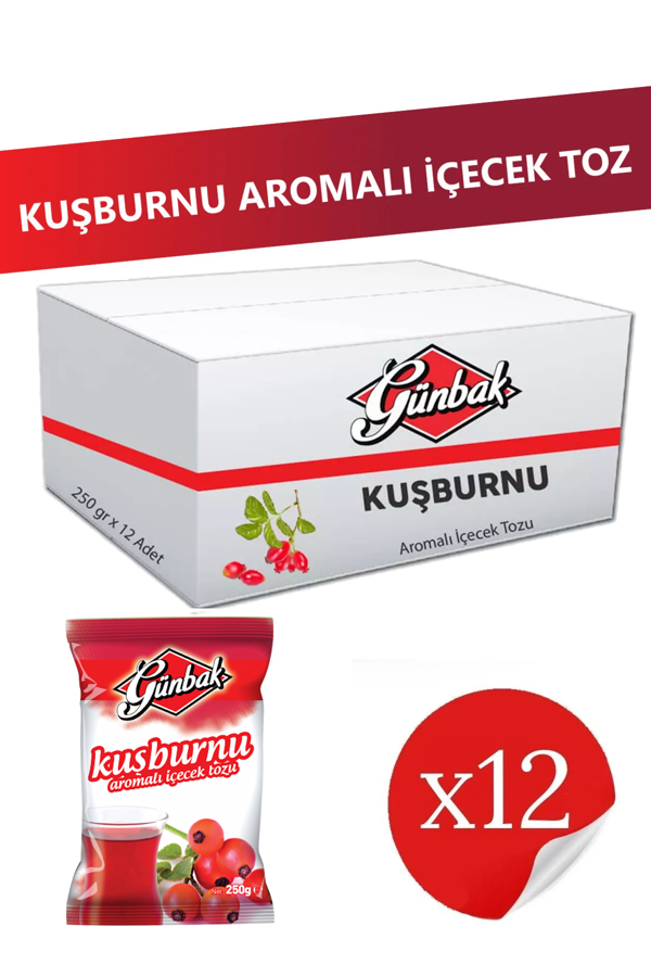Günbak Kuşburnu Aromalı İçecek Tozu 250 gr x 12 Adet - Image 1