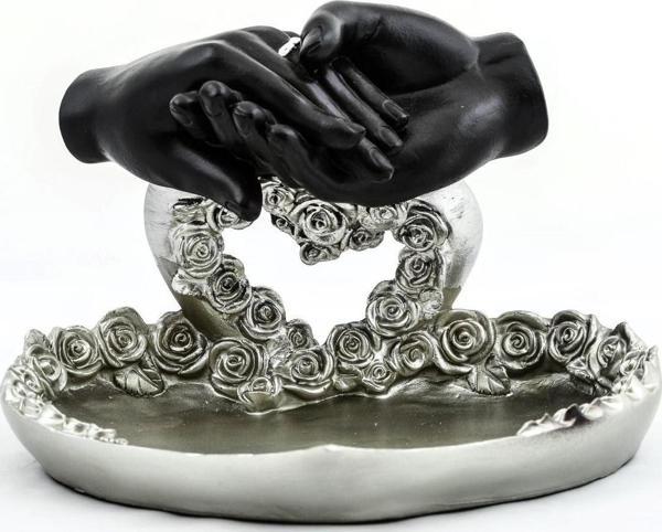 Özel Tasarım Kalpli Polyester Sunum Söz Nişan Tepsisi - Image 1