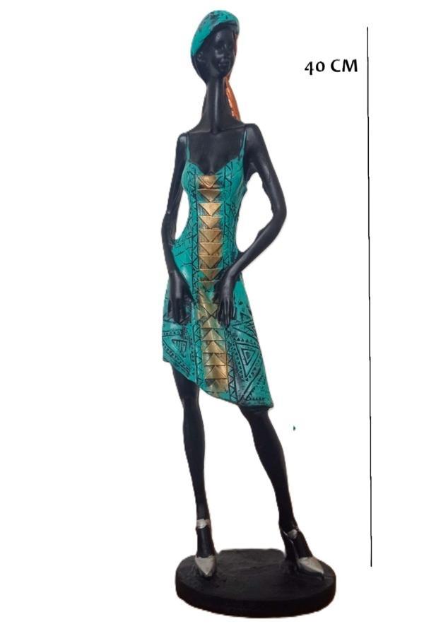 Yaratıcı Sanatlar Atölyesi Büyük Boy Dekoratif Afrikalı Zarif Kız Biblo - Image 1