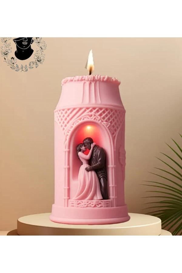 Yaratıcı Sanatlar Atölyesi Kemer Içinde Sevgililer Özel Tasarım Baton Mum - Image 1