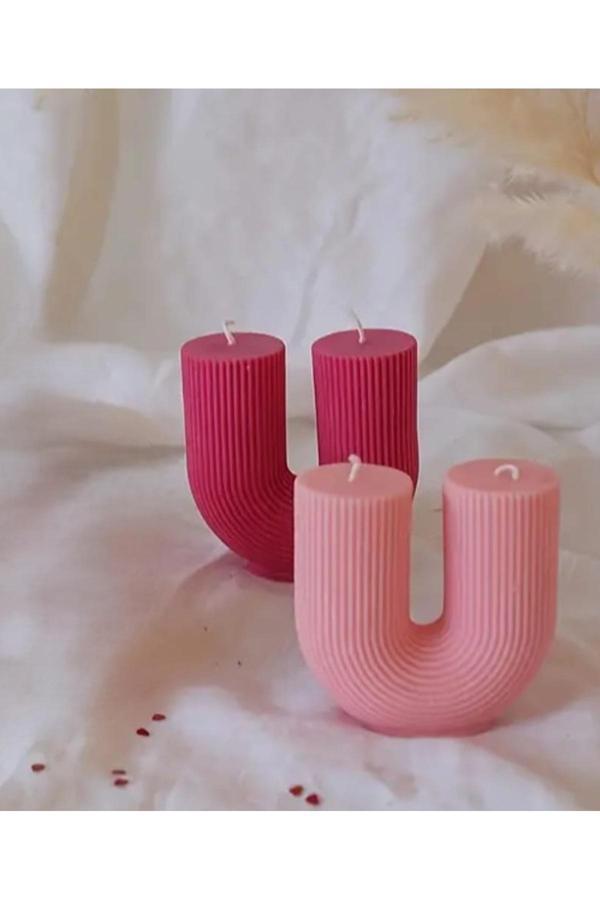 Yaratıcı Sanatlar Atölyesi Doğal Soya Dekoratif Çift Başlı U Mum - Image 1