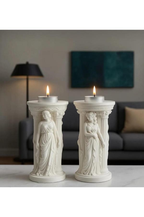 Yaratıcı Sanatlar Atölyesi Doğal Taş Döküm Helenistik Tanrıça Mumluk Biblo Heykel El Yapımı Biblo - Image 1