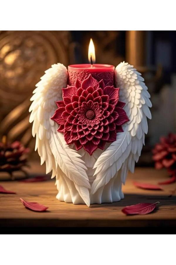 Yaratıcı Sanatlar Atölyesi El Yapımı Dekoratif Kanatlı Melek Mumları Doğal Soya Mum - Image 1