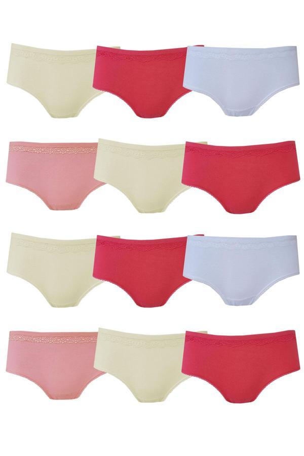 12li Kız Çocuk Külot Bato Pamuklu Slip Külot İnce Dantelli Rahat - Image 1